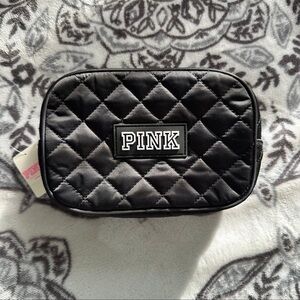 PINK Victoria's Secret Black Quilted Crossbody Bag with Logo Strap